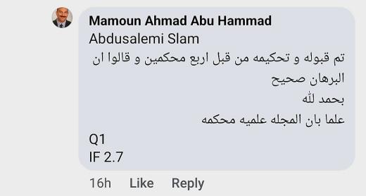 هذا الدكتور المزيف يسوق الكذب بوضوح ووقاحة

1) تم قبوله
2) تم تحكيمه من قبل أربع...